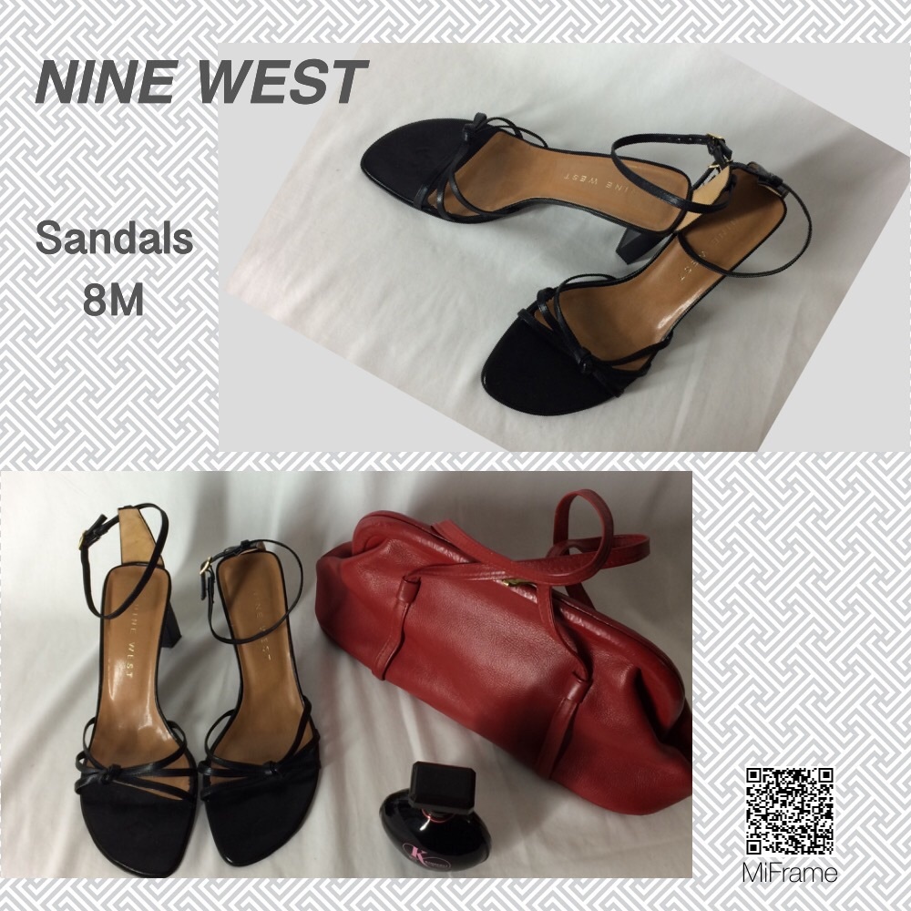 Nine West Black Sandals w/Ankle Straps 8M - Picture 2 of 5